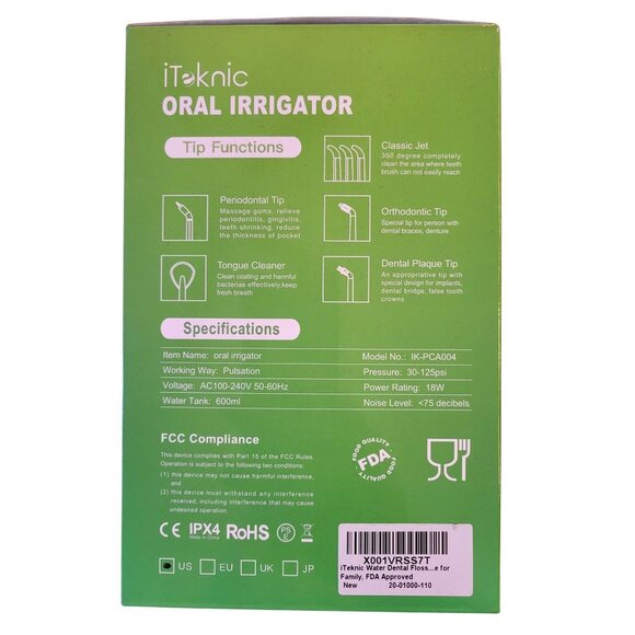 *NEW* iTeknic Water Flosser Dental Oral Irrigator 600ml Adjustable FDA Approved - Picture 4 of 4